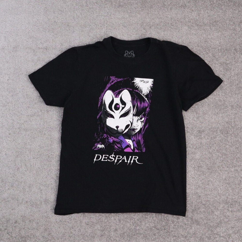 Shinya Despair Anime Small Solid Black Short Sleeve T-Shirt